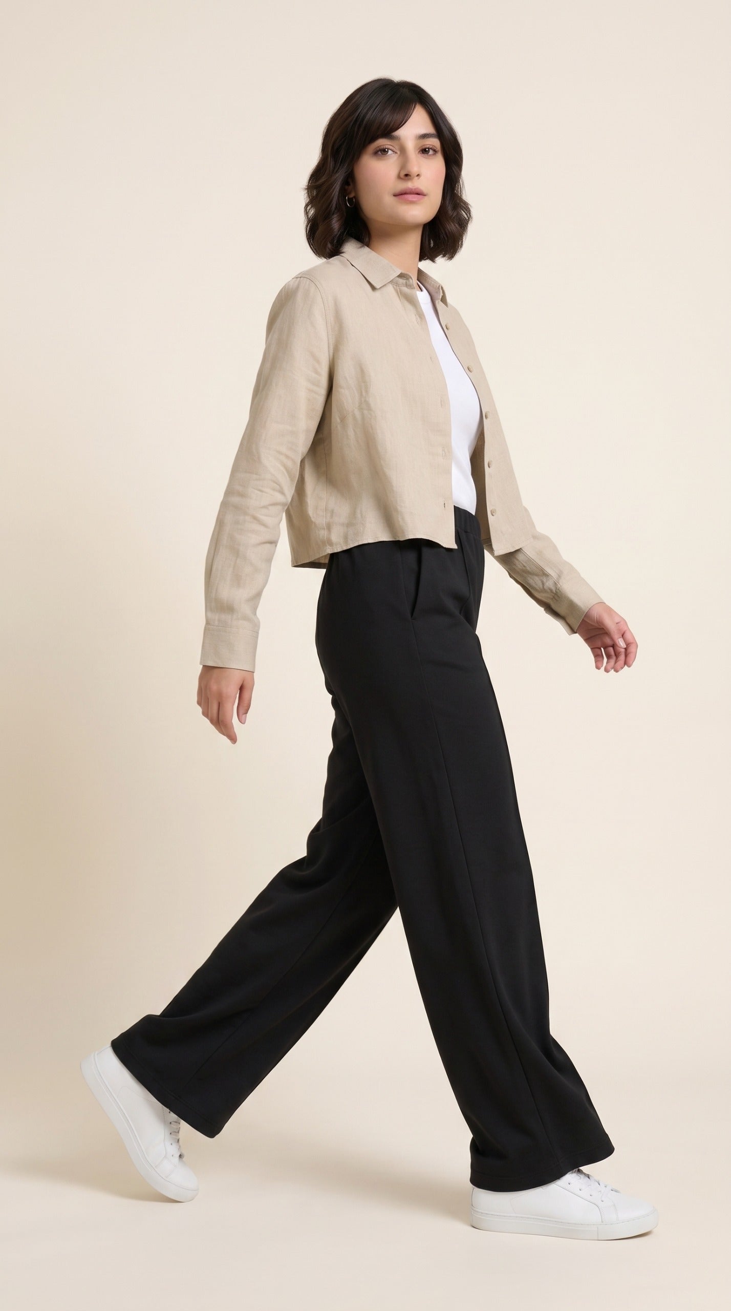 Pintuck Wide Leg Trousers – Scuba Fabric | Elastic Waist Everyday Pants